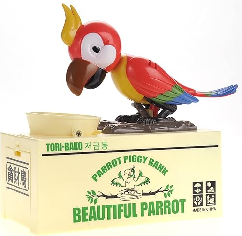 Miniatura 8 de PowerTRC Parrot - Banco de monedas | Caja de ahorros interactiva para niños y adultos | Bonita bolsa de dinero para niños y niñas | Idea de regalo