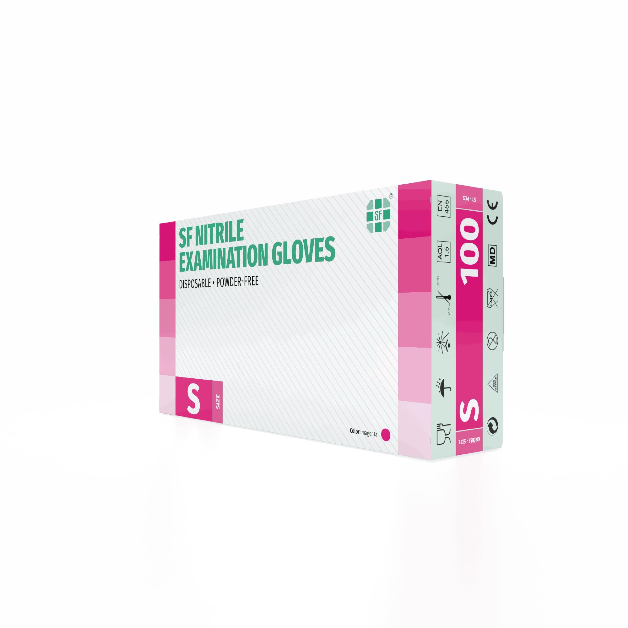 SF Guanti Nitrile S Magenta – 1000 Guanti Monouso Resistenti e Professionali (10×100), Senza Lattice e Senza Polvere