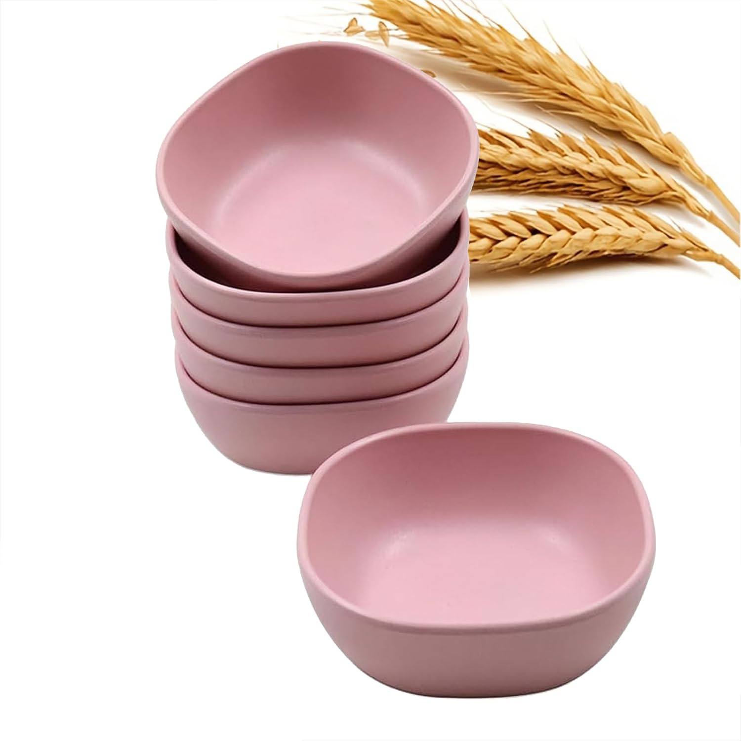 6 Pack 3.7 Inch Square Appetizer Plates, Serving Dish Dipping Bowls,Reusable Snack Mini Fruit Plate,Serving Dish Dipping Bowls Reusable Lightweight Wheats Straw Dishwasher & Microwave Safe (Purple)