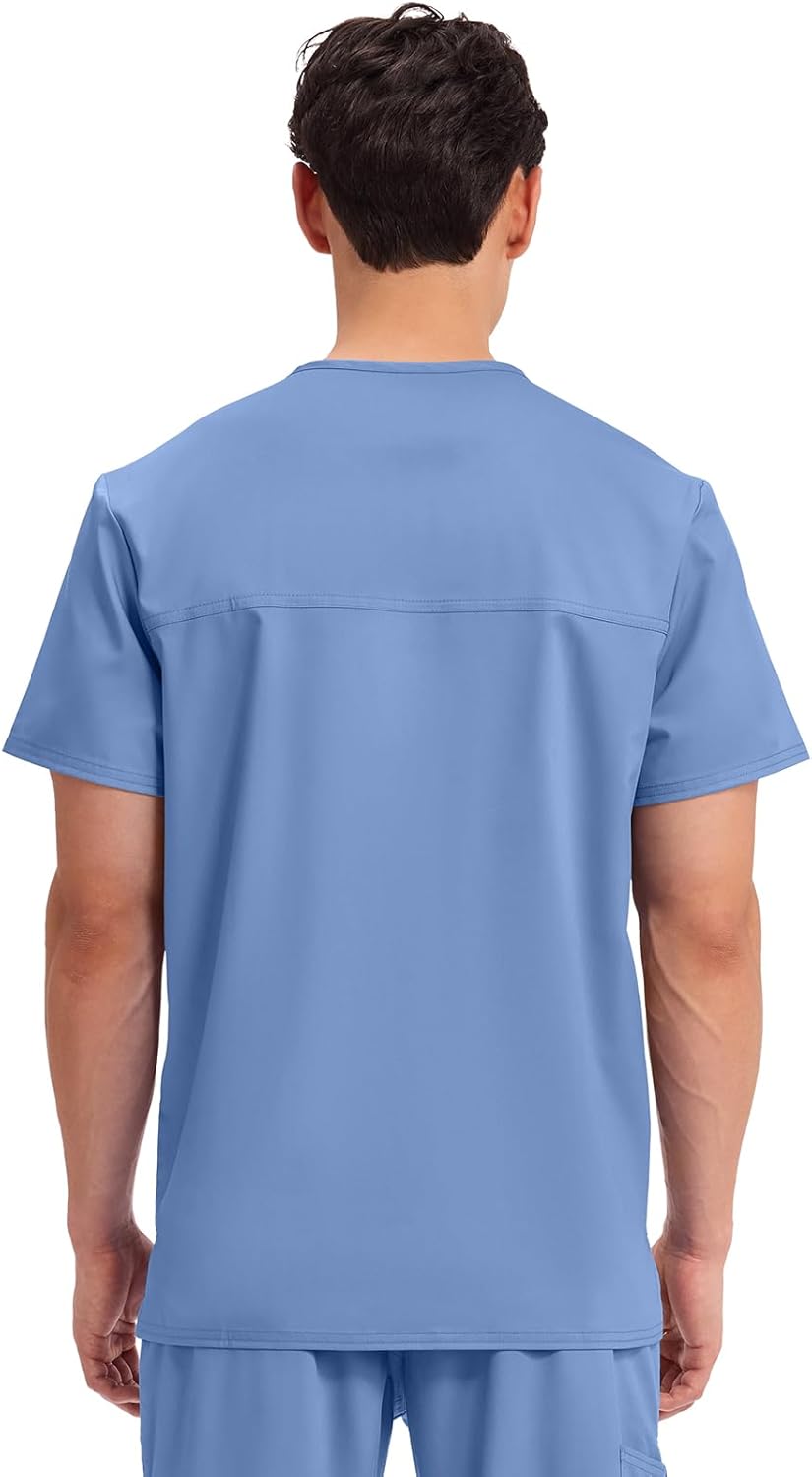 Cherokee Scrub top for Men V-Neck with 3 Pockets, Knit Details, Soft, Durable, Breathable, 2-Way Stretch Fabric - WW670 - Image 3