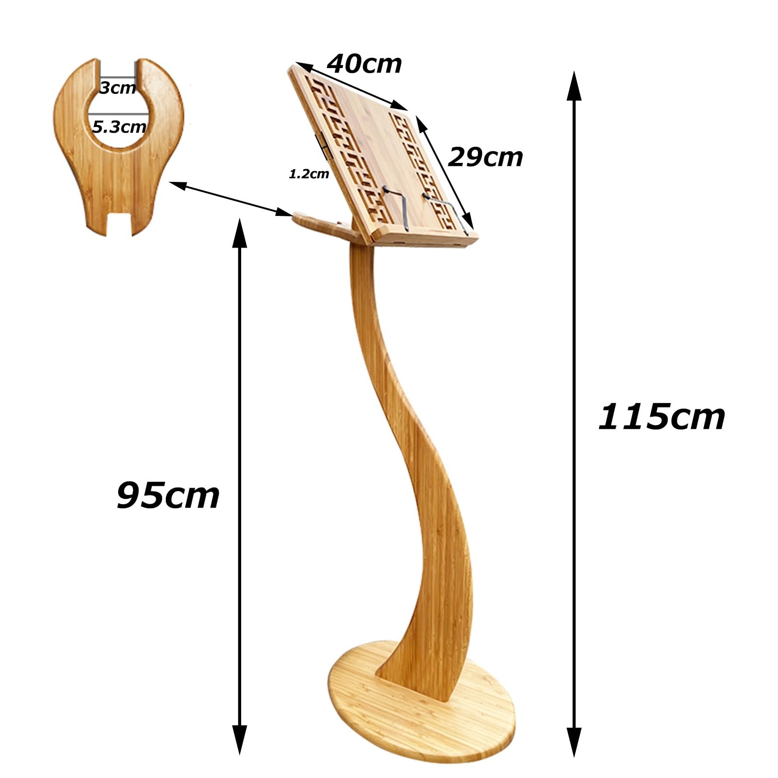 WORDFUN Support pour Partition Guitare, Pupitre en Bois pour Orchestre, Panneau Flip De 340 DegréS, Support De Livres De Bureau, Pupitre De Guitare Violon Ukulélé, Pupitre en Bambou