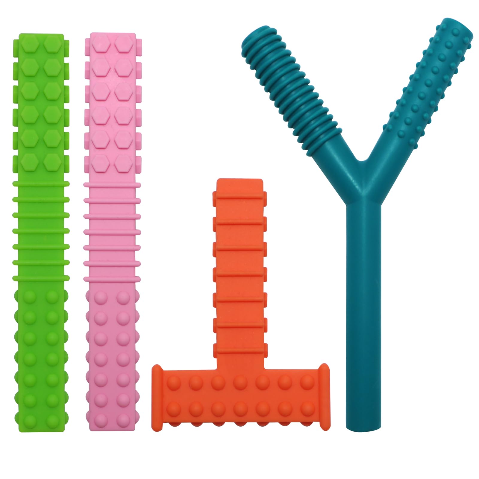 Sensorische Kautuben für Autistische Kinder，4er-Pack Silikon-Kauspielzeug für Kinder mit Autismus, ADHS, SPD, Beißbedürfnissen und Zahnungsbeschwerden，Silikon-Fidget-Spielzeug Gegen Stress