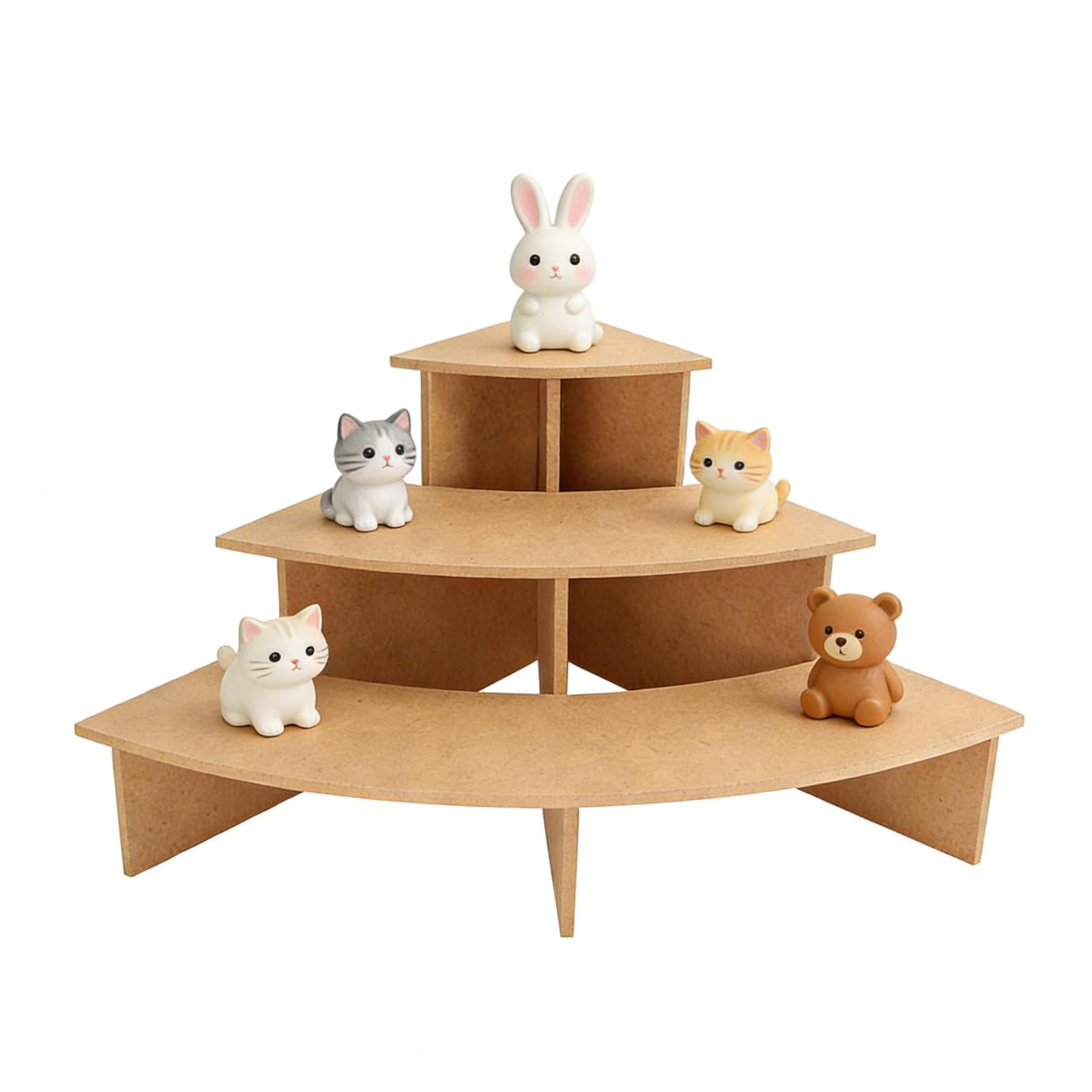 Minifactory 3 Tier Craft Fair Table Corner Display Stand – MDF Makeup Shelf Table Display Unit POS Point of Sale Display Stand for Retail Counter Shop Home Showcase for Jewelry Cosmetics Small Items