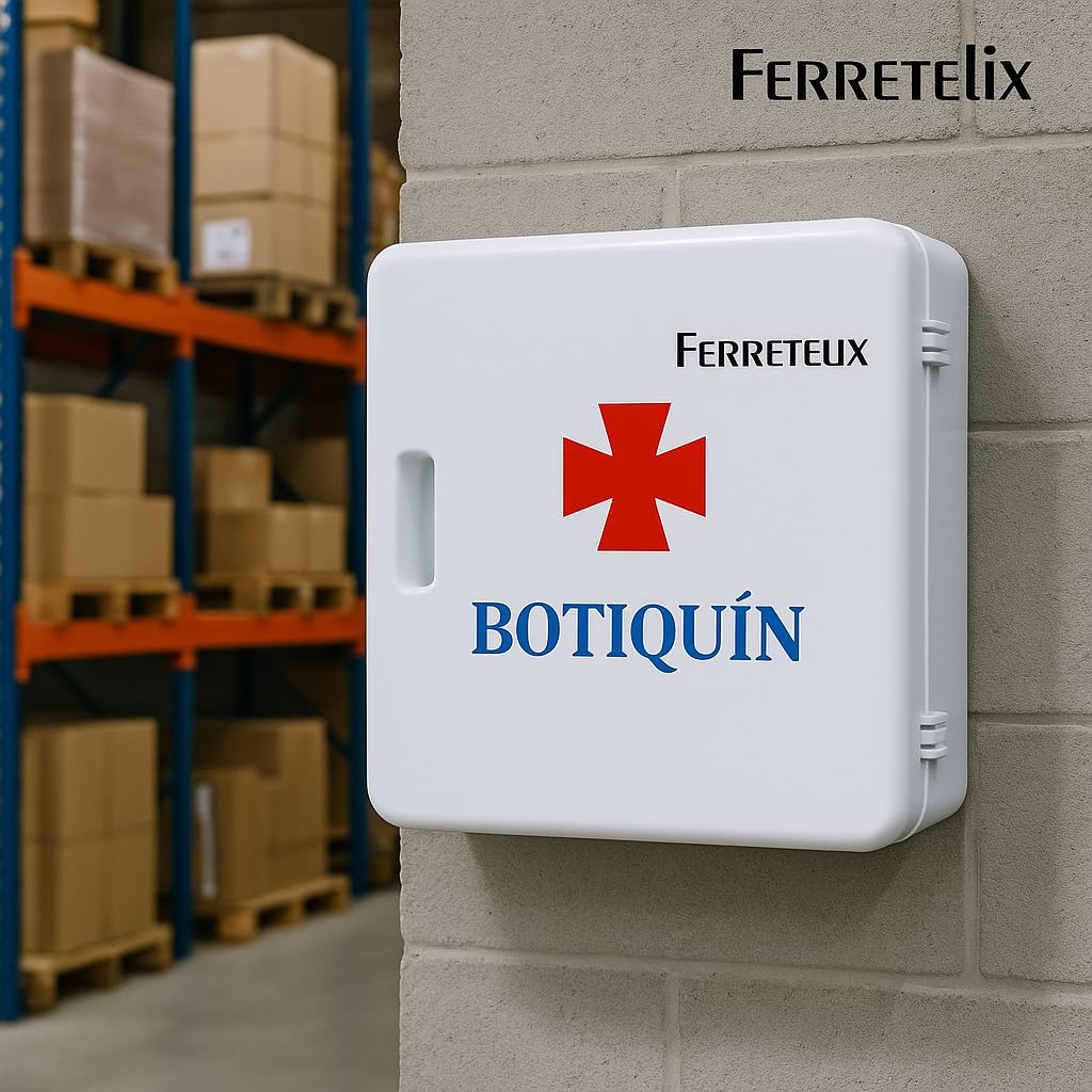 FERRETELIX® Botiquín de Primeros Auxilios Completo con Armario de Pared - Homologado – Kit de Emergencia con Material Sanitario – Hogar, Oficina, Empresa y Coche
