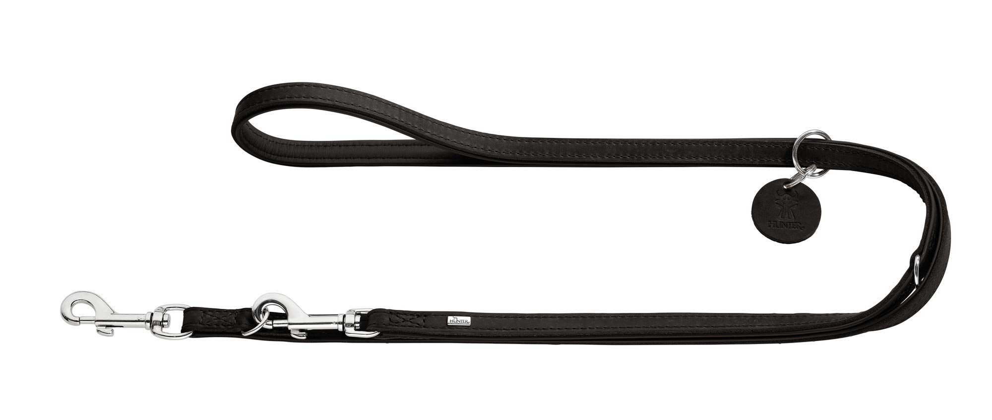 HUNTER Guinzaglio Allenamento Comfort, 15/200 Morbida vera pelle di mucca, nero/nero