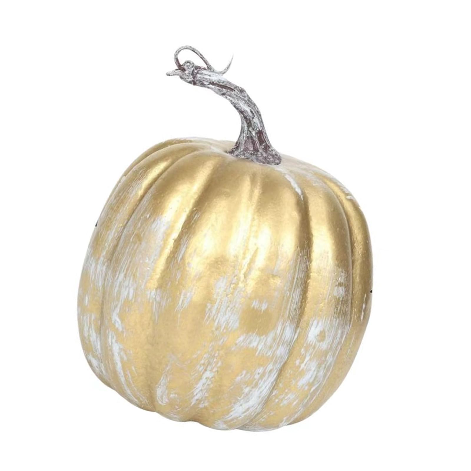 Pumpkin Ornament for Harvest Decor, Artificial Tabletop Pumpkin Accent with Textured Gold Look for Thanksgiving Shelves, Mantels, Wedding Centerpieces and Party Backdrops Artificial Decor for Fall