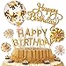 Produktbild Sinwind Cake Topper, Tortendeko Geburstagstorte Deko, Kuchendeckel, Cupcake Topper, Topper Golden Konfetti Luftballon Sonnenblume Papierfächer Kuchendeko Geburtstagstorte (Golden)