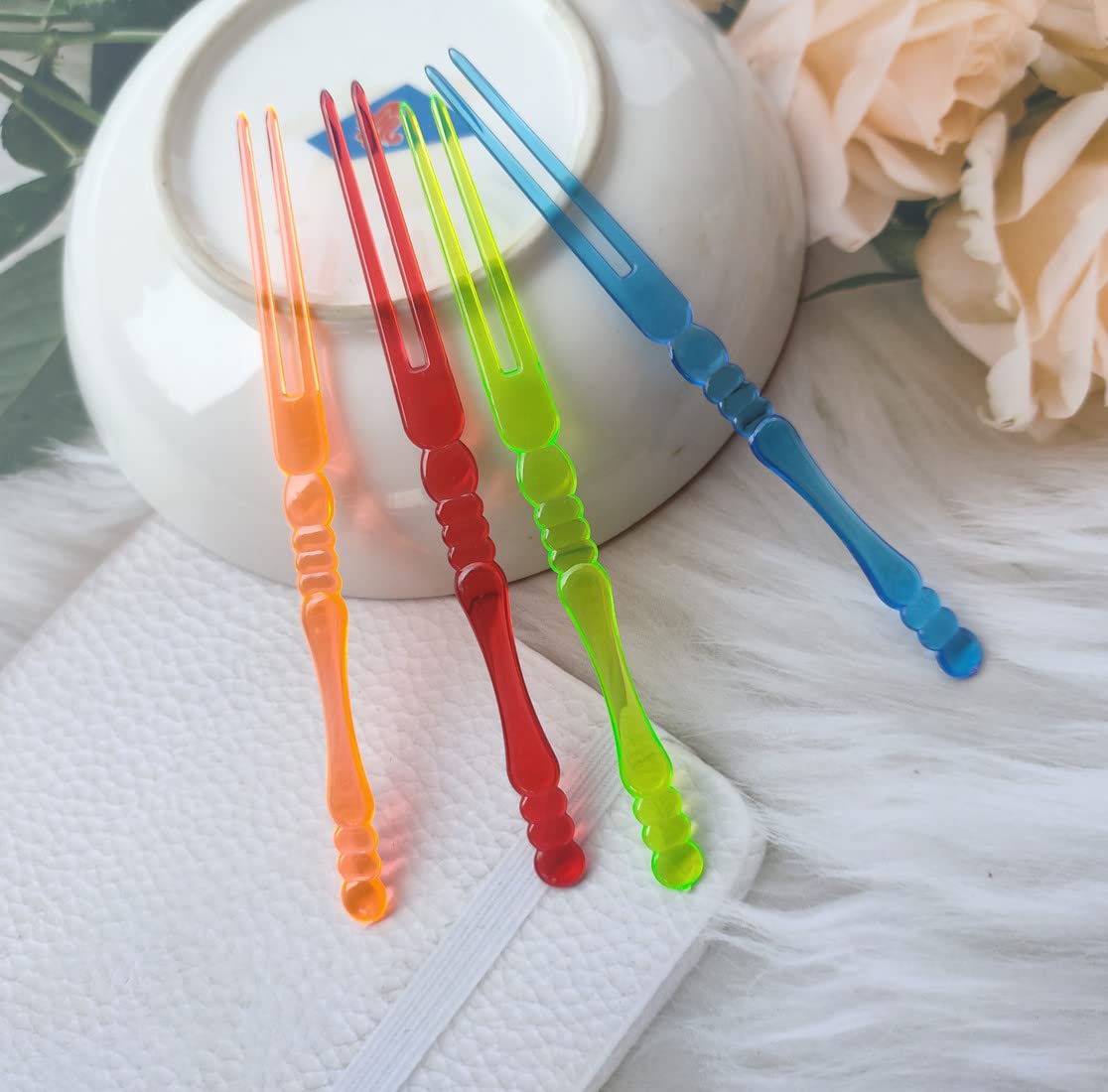 Honkenda Disposable Plastic Cocktail Picks, 400PCS Multicolor Fruit Forks — Amazon image 3