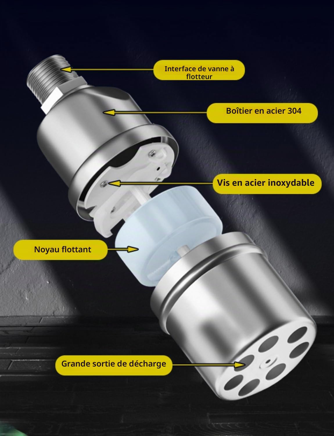 Robinet flotteur 1 pouce pour réservoir d'eau piscine - Valve de contrôle automatique du niveau d'eau - Acier inoxydable 304 Mauvais niveau d'eau - Remplissage automatique - Valve flottante