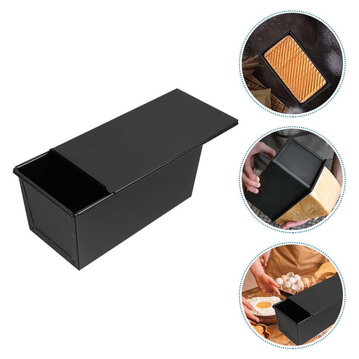 Cabilock 2 Piezas Molde para Pan de Tostadas con Tapa Deslizante Molde Reutilizable para Hornear Pan Utensilio de Cocina Práctico para Panes y Pasteles