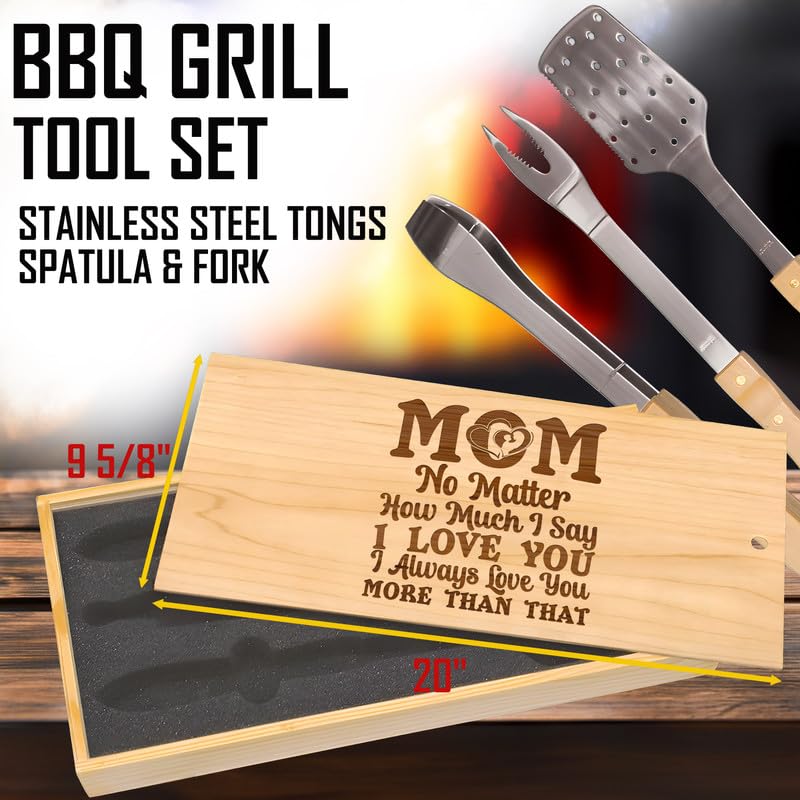 Set de Herramientas BBQ Grabado para Mamá Acero Inoxidable miniatura 3