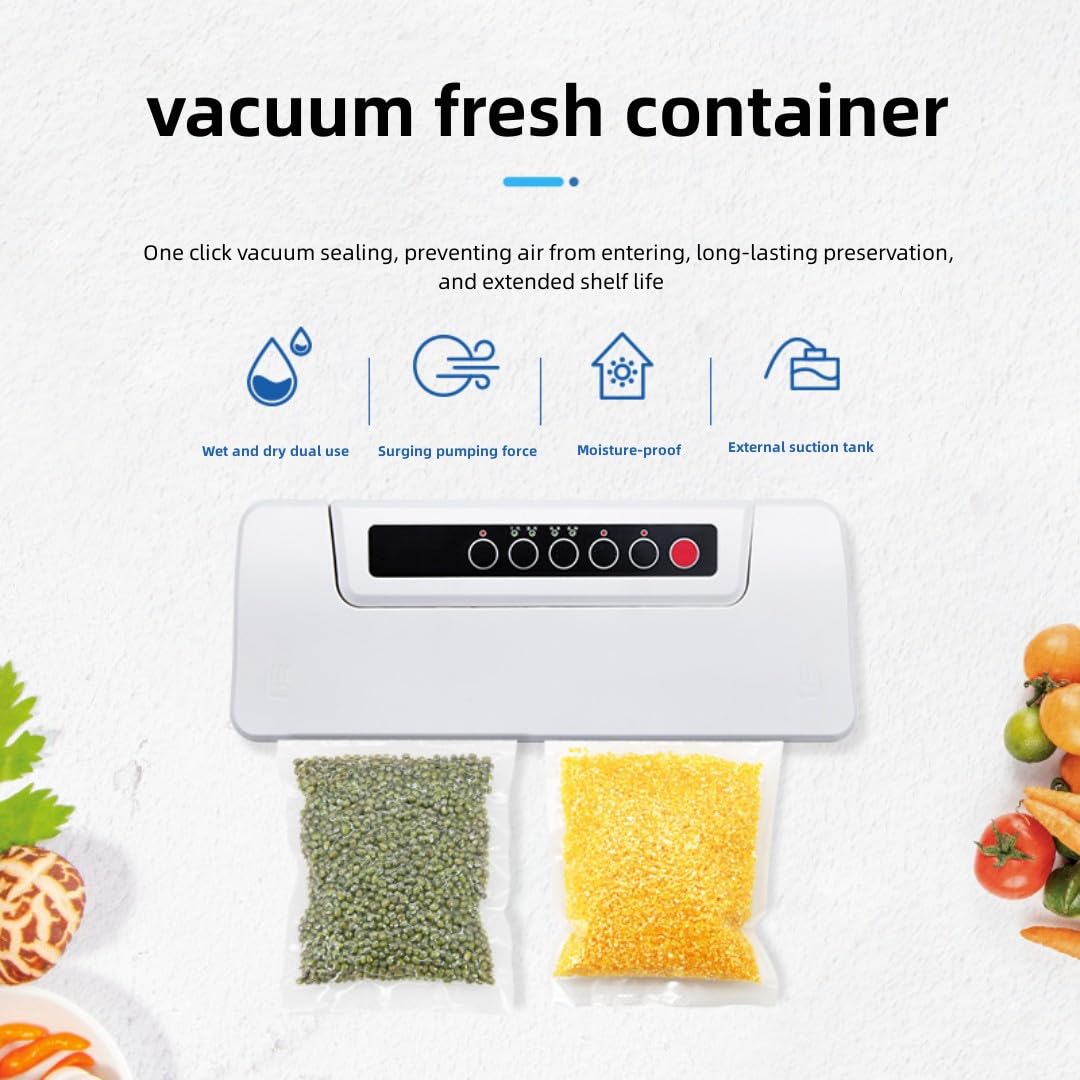 Petite machine d'emballage sous vide alimentaire, puissante machine à sceller sous vide et à sceller les sacs, prolonge la durée de conservation de vos aliments, avec 10 sacs (noir)
