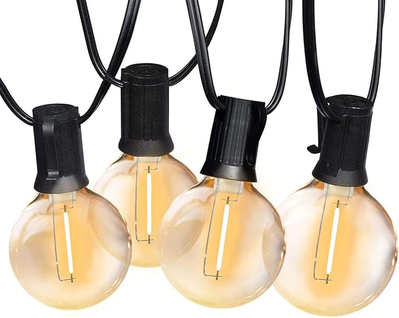SUNTHIN Cadena de luces para exteriores tipo globo de 27 pies con 14 bombillas LED G40 (1 repuesto) | Luces de patio impermeables e inastillables para decoración exterior de patio, porche, terraza, fiesta y jardín