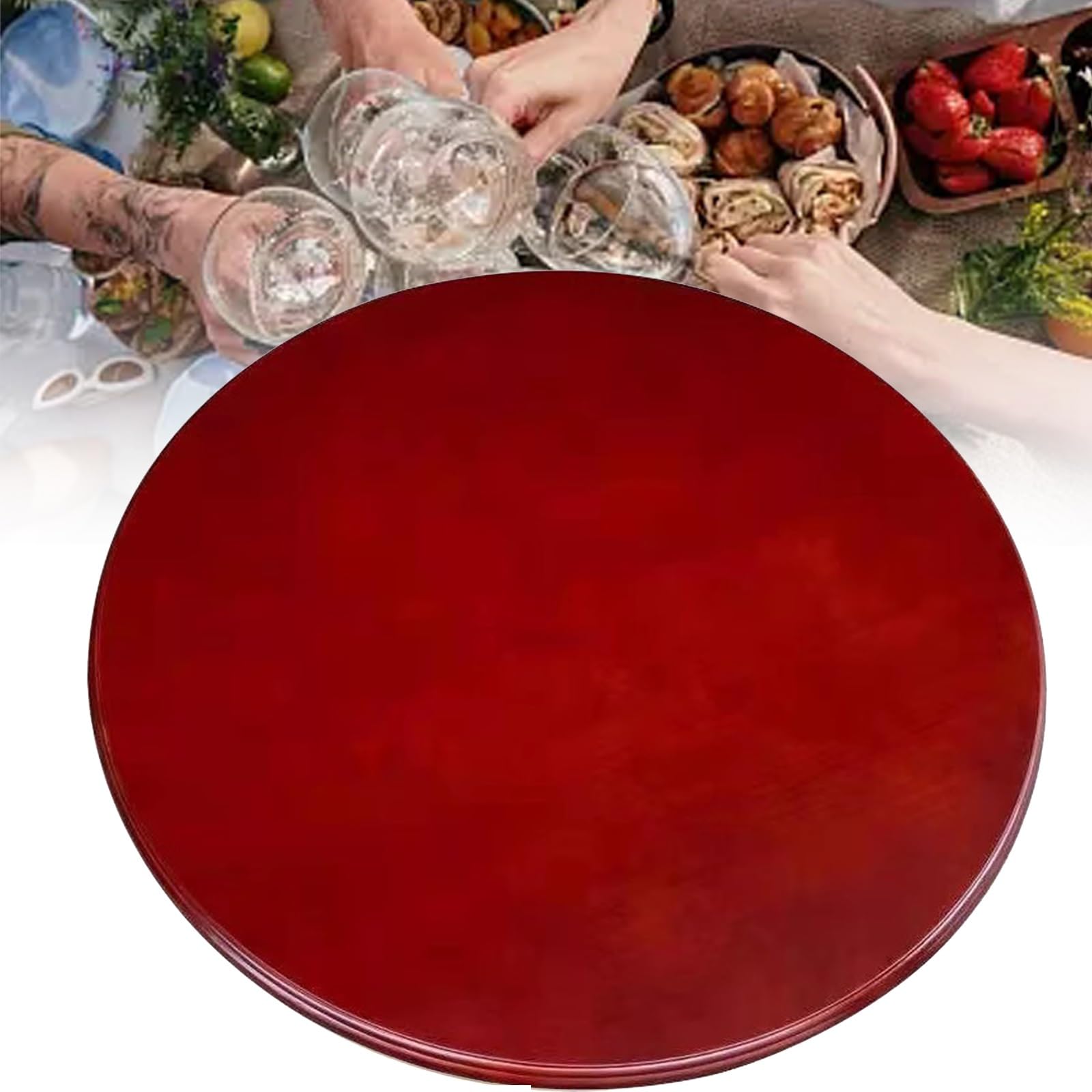 Plateau Tournant Table Plateau Tournant Bois Plateau Bois Rond Plateau Rotatif Plateau Bois Rond 80 Cm (Color : 90cm/35in, Size : Rosso)