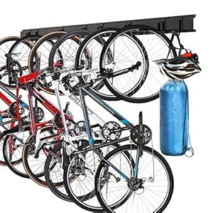 Sttoraboks Bike Storage Rack, Garage Bicycle Wall Mount Hanger with 8 hooks, Cycle Stand for 6 Bikes, Indoor Garage Bike Organizer with Adjustable Bike Hooks for Home, Wall Bike Stand up to 300lbs