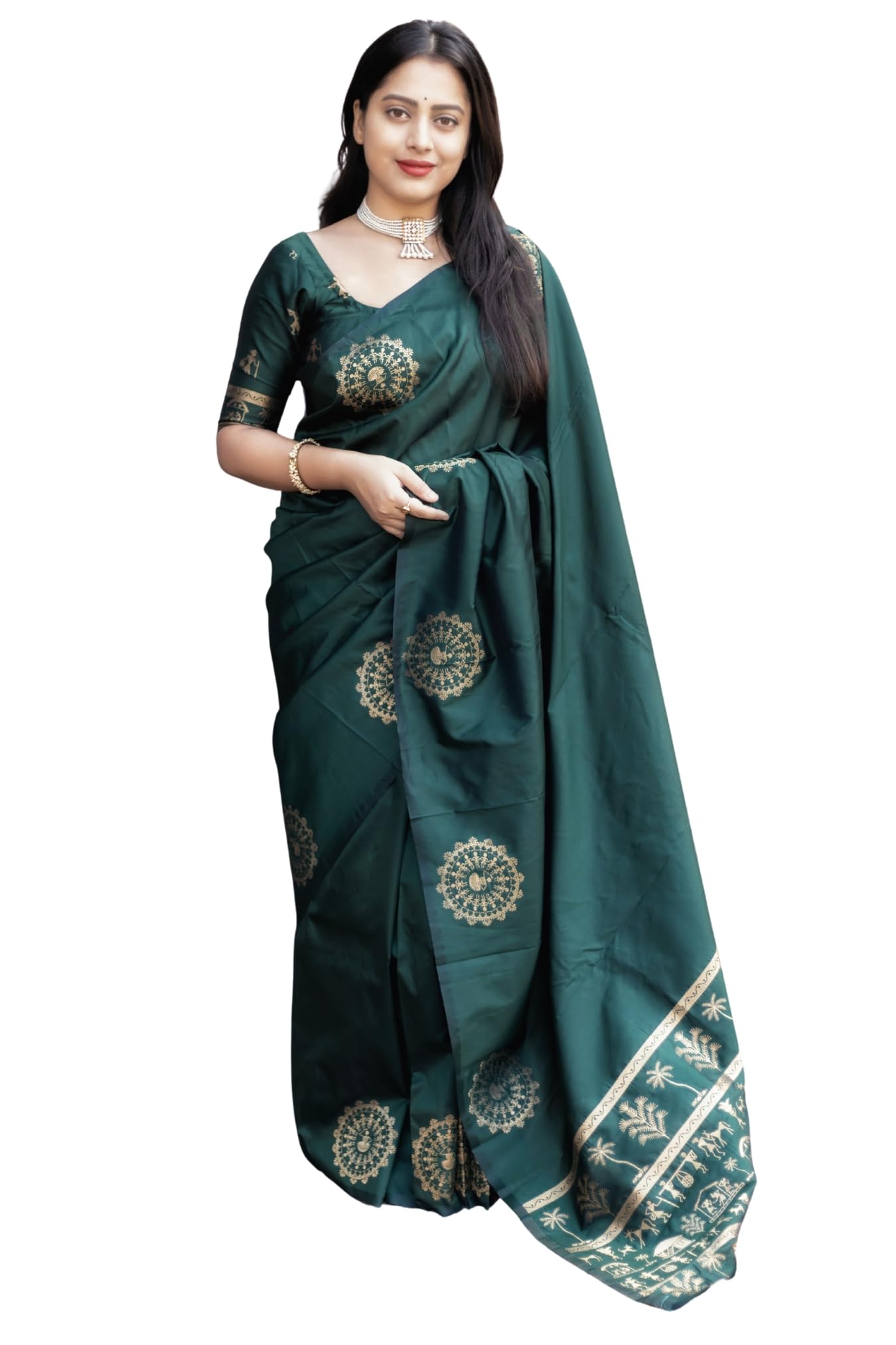 SGF11 Women's Kanjivaram Soft Silk Saree With Unstitched Blouse Piece