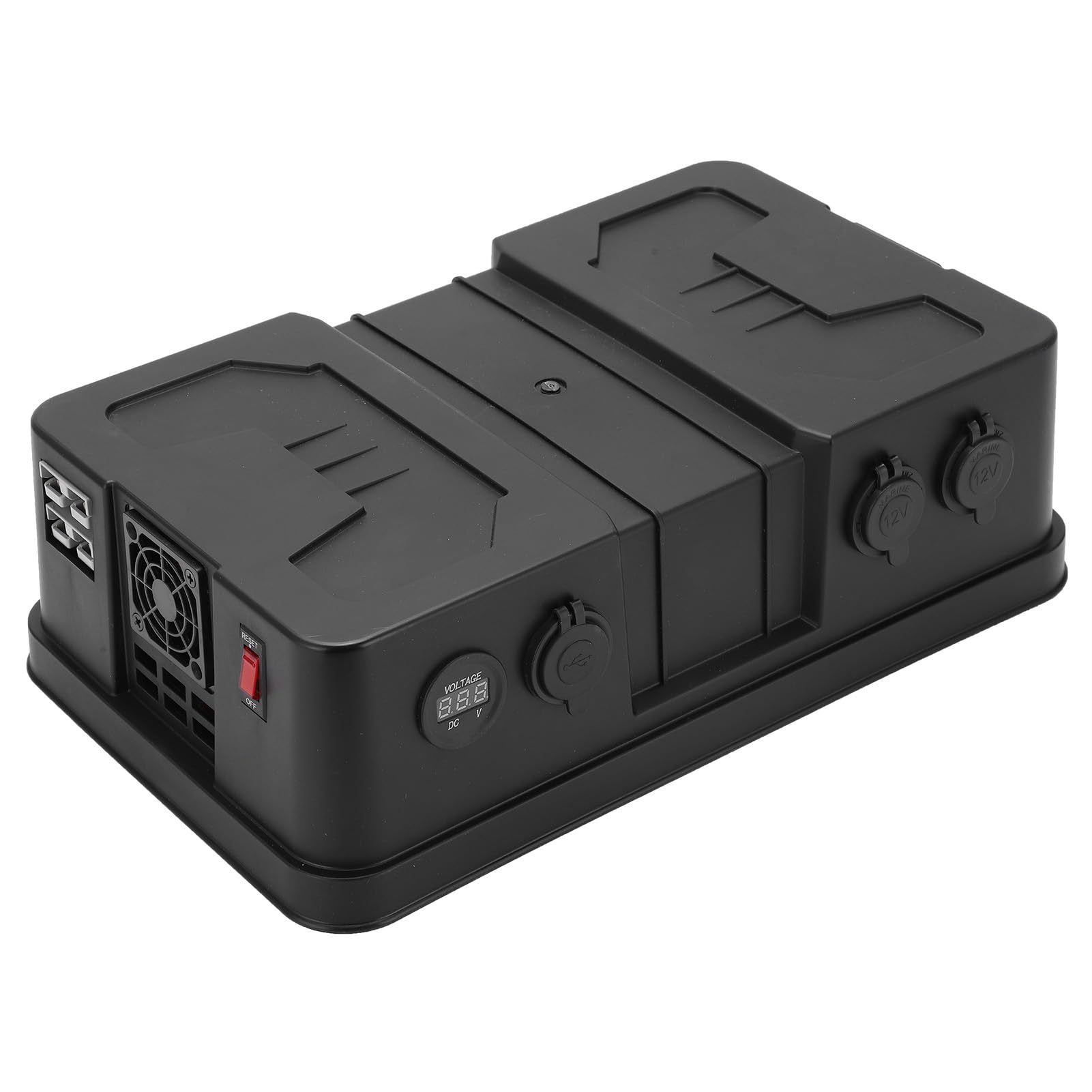Batteria Power Center per Motore da Pesca Alla Traina 12 V 60 A con Interruttori Integrati, Misuratore di Tensione, Caricatore USB e Porta per Accessori da 12 V per Camper,