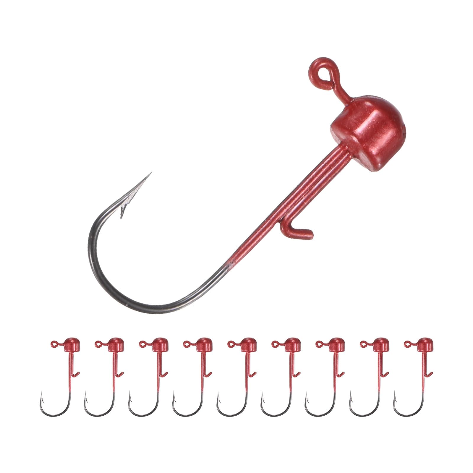 TIXIPEM 1/18 oz Ned Rig Jig Heads [10PCS] - Mushroom Head Shroom Jigs Use for Bass Fishing&Finesse Fishing - [Red-1.2IN] Jig Heads