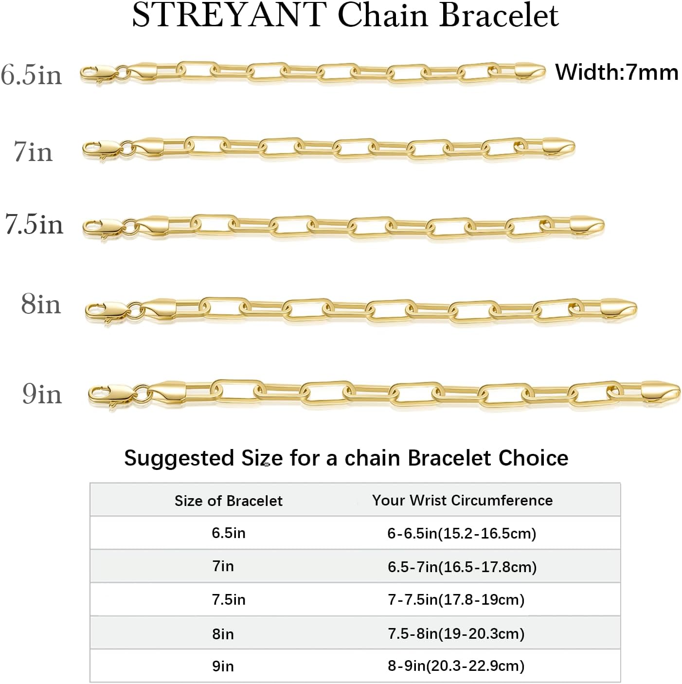 Gold Bracelets for Women Men Bracelet Robust Paperclip Gold Chain Bracelet Layer with Other Jewelry Presents for Women & Men 6.5/7/7.5/8/9in - Image 2