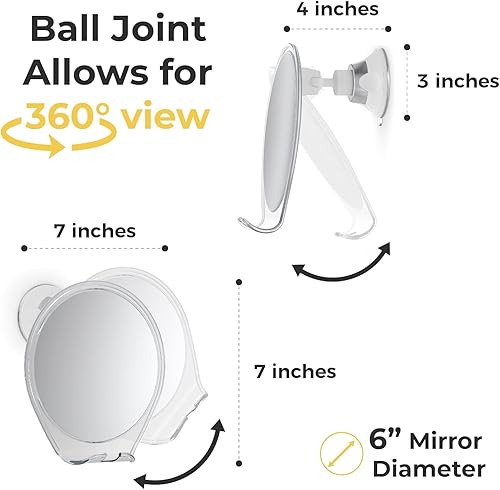 Miniatura 10 de HoneyBull Espejo de ducha sin niebla para afeitar con succión soporte de maquinilla de afeitar para ducha y giro espejos accesorios de ducha espejo