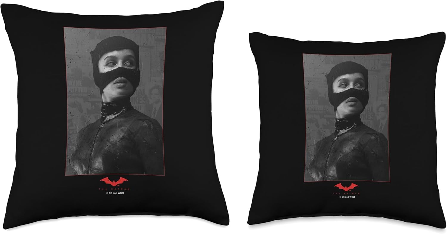 The Batman Catwoman Worn Portrait Throw Pillow