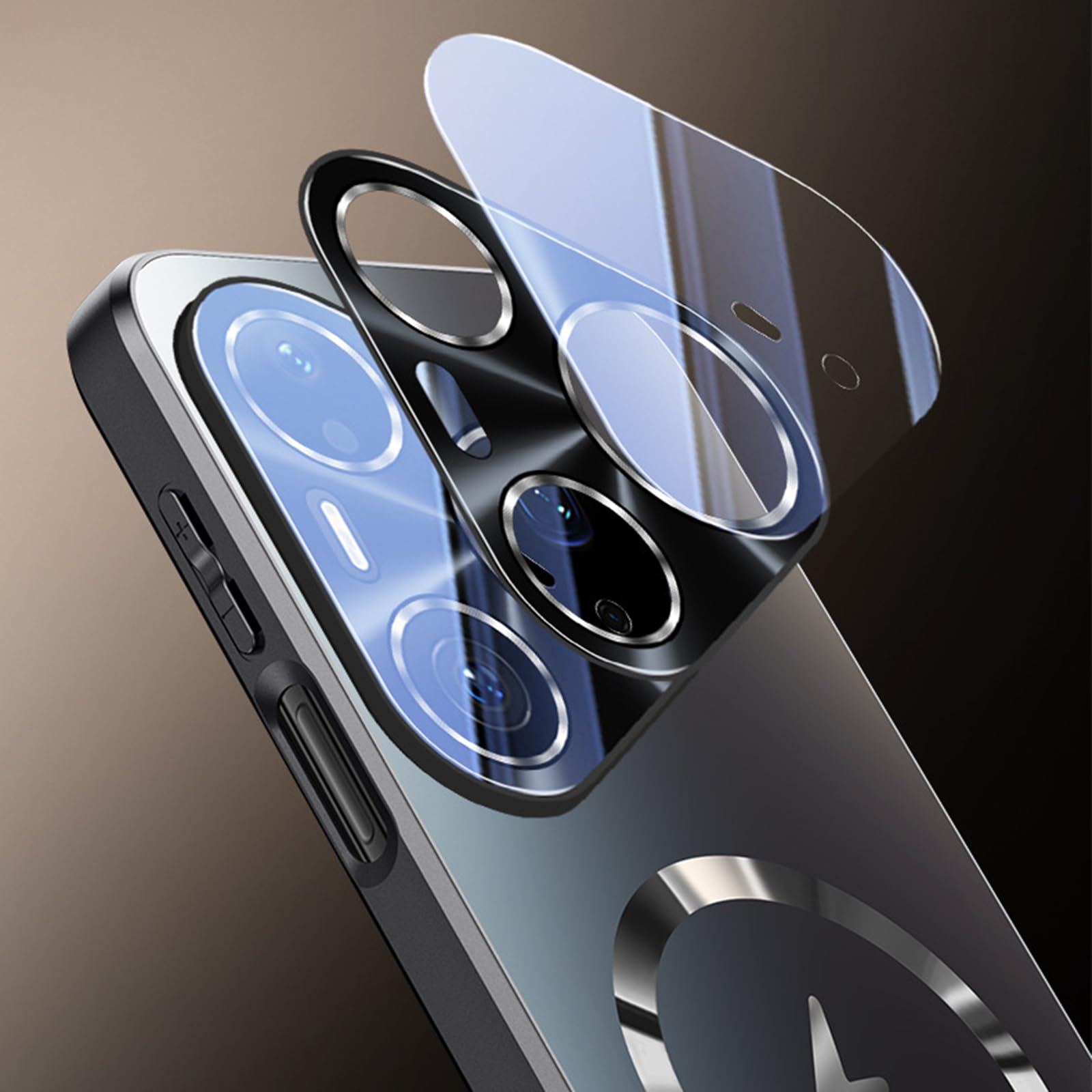 Magnetisch Hülle für Huawei Pura 90 Pro Max/90 Pro/90, Dünne Gefrostet rutschfeste Schutzhülle mit Volls Schutz des Objektivs Handyhülle,Schwarz,90 Pro