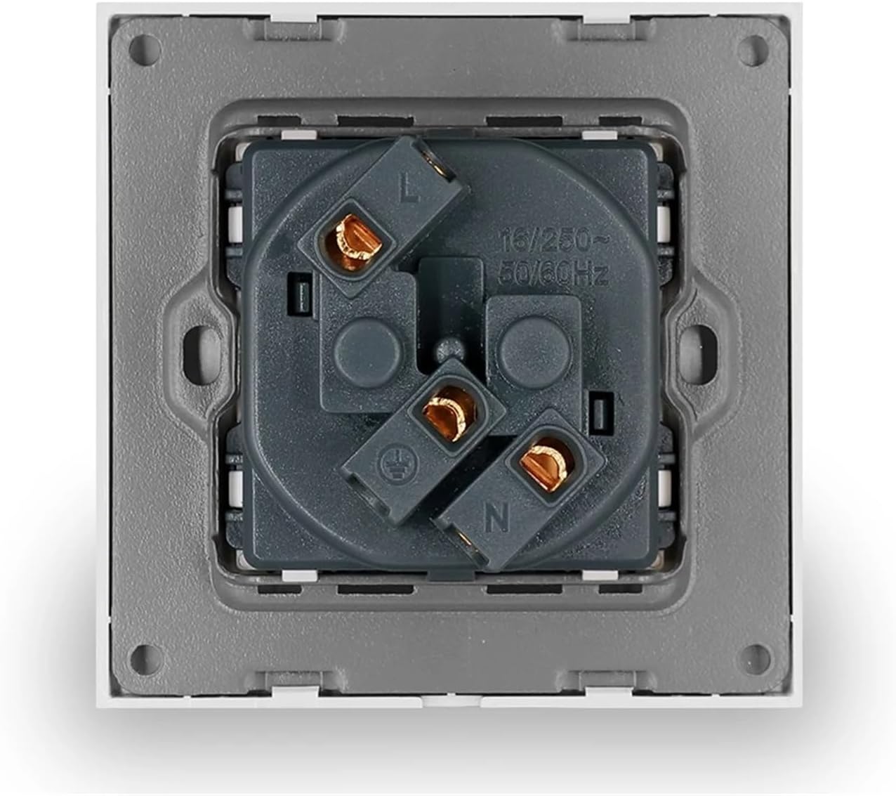 Tempered Glass Socket,Household 16A Electrical Jack,Square Black Crystal Panel,AC 110V-250V,EU Standard Wall Power Socket(Gray)