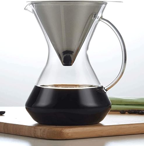 Modern-Depo Cafetera de vidrio para verter más de 17 onzas16.9 fl oz con filtro de gotero de café y mango
