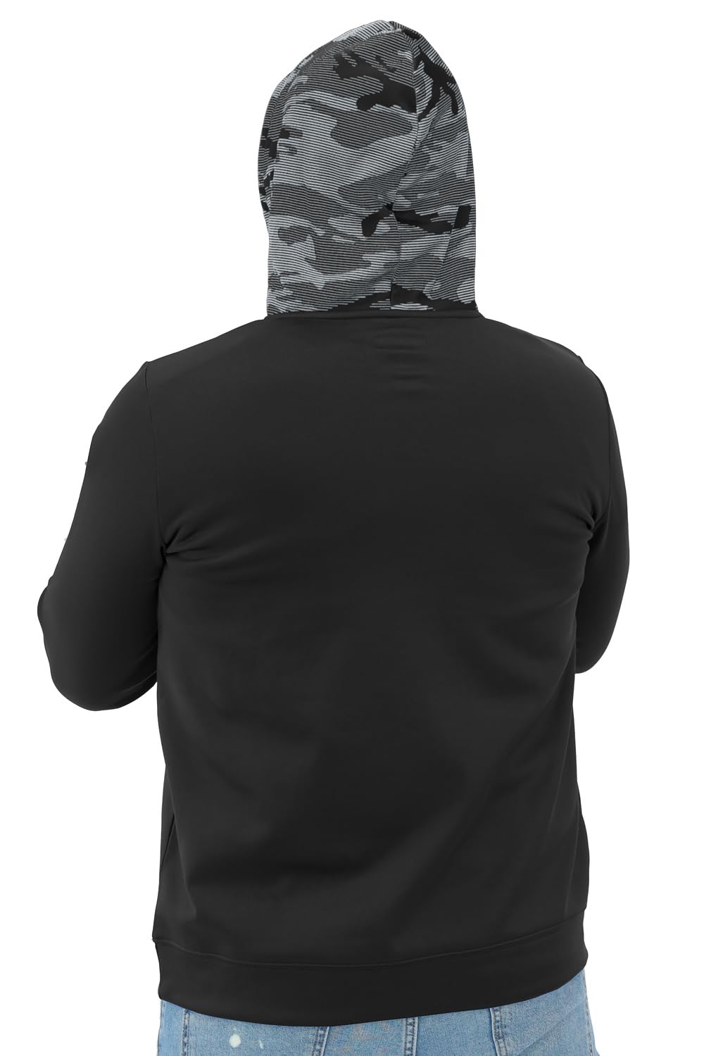 Zubaz NFL Football Men's Solid Team Hoodie with Camo Lined Hood and Sleeve Graphic — view 2