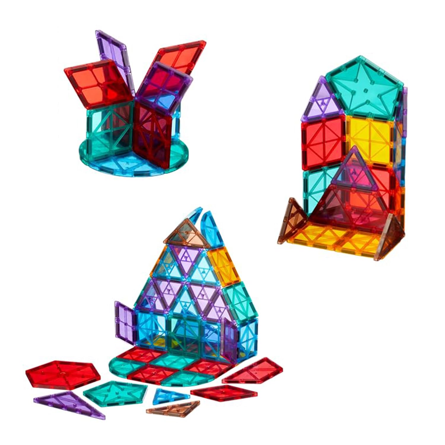 Amazon Brand - Jam & Honey Magnetic Tiles for Kids | 40-Piece Geometric Builder Set | Magnetic Building Blocks | Geometric Shapes | BPA-Free ABS | Compatible with Major Brands | Ages 3+ | Multicolour-image-29