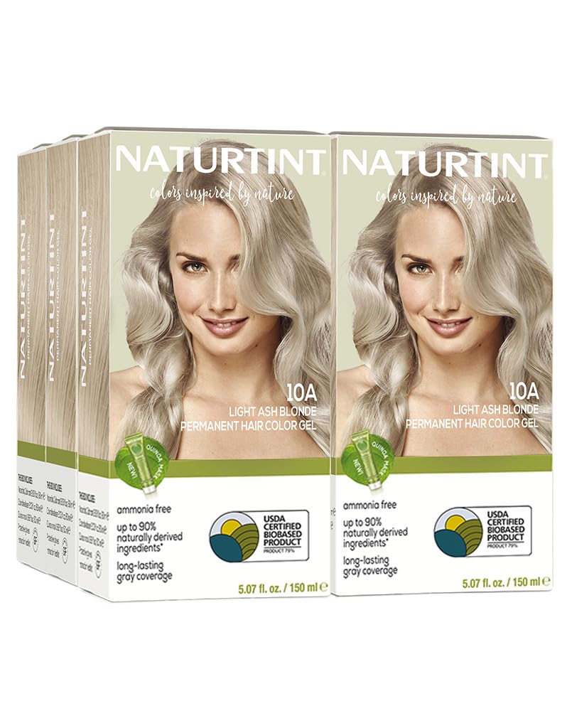 Naturtint 10A Light Ash Blonde Permanent Hair Color (Pack of 6), Ammonia Free, Vegan, Cruelty Free, up to 100% Gray Coverage, Long Lasting Results (Packaging may vary)