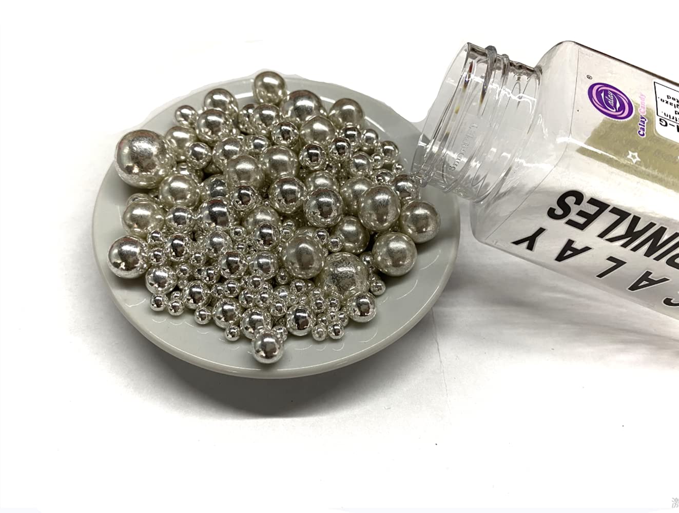 Edible Silver Pearls Sugar Sprinkles 120g/4.23 oz, Mix size Candy Pearl for Cake Decorating and Cupcake Toppers, Cookie Decorations Topping, Wedding Shower Party Valentines Halloween Christmas