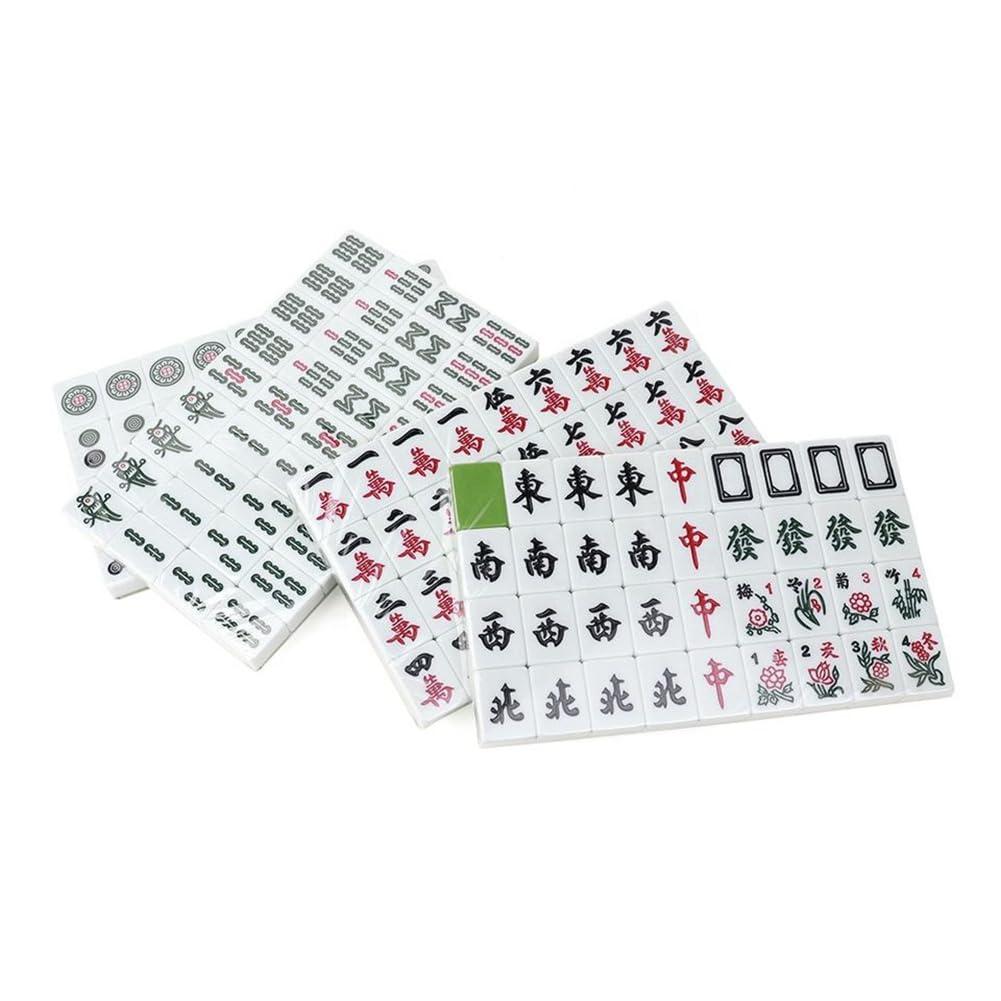 Chińska gra mahjong zestaw płytek mahjong, Zestaw do gry w chińskiego mahjonga z torbą podróżną, przenośny zestaw do gry w majiang na spotkania rodzinne, czas wolny przyjaciół