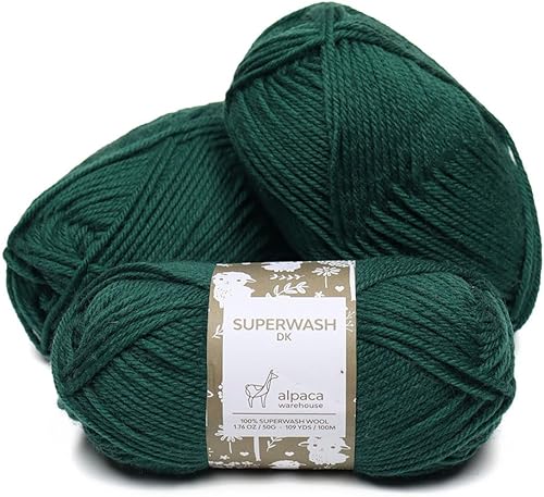 Superwash - Juego de 3 madejas de hilo de lana 100% pura (5.25 onzas), peso DK, procedente directamente de Perú, celestial, suave y perfecto para