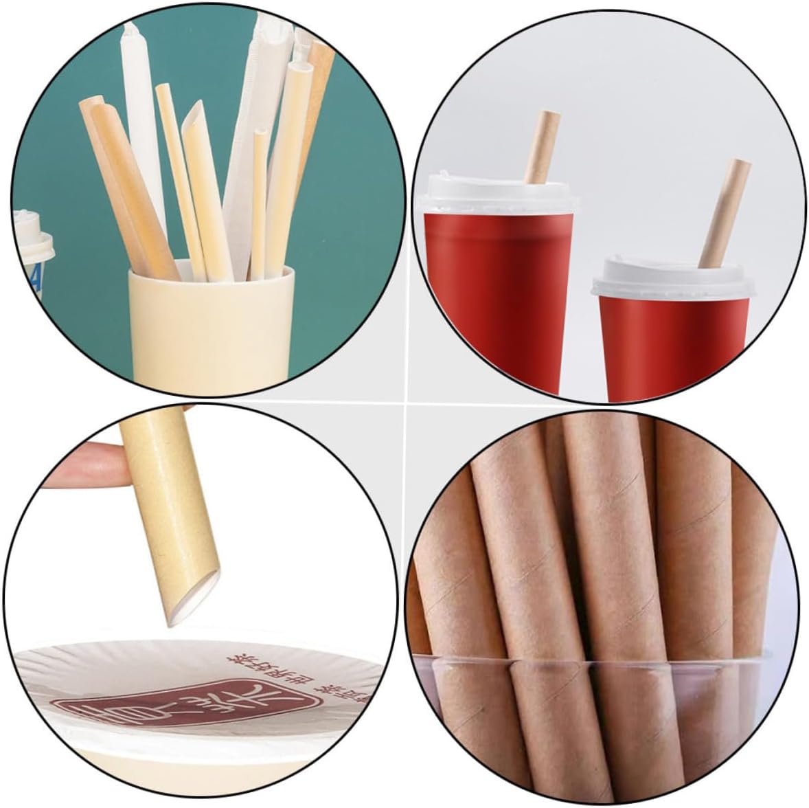 Disposable Paper Drinking Straws 100pcs Pack Pulp Milk Tea Straws with Independent Packaging 12x200mm Kraft Paper for Parties and Stores