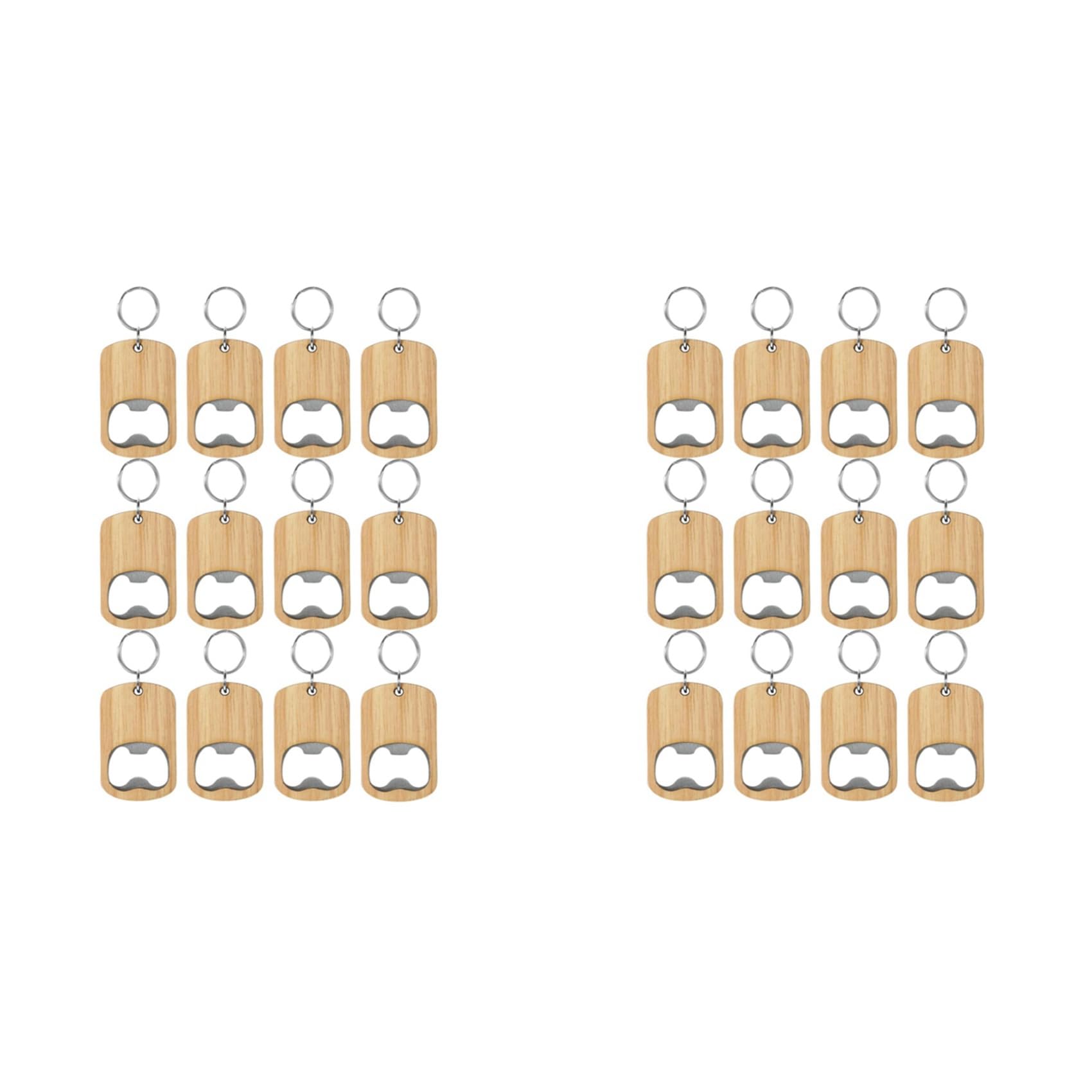 Hndhbfgrt 24Pack Wood Bottle Opener Wooden Keychain Bottle Openers Blanks Wood Engraving Key Chains Key Tag for Home Kitchen Party