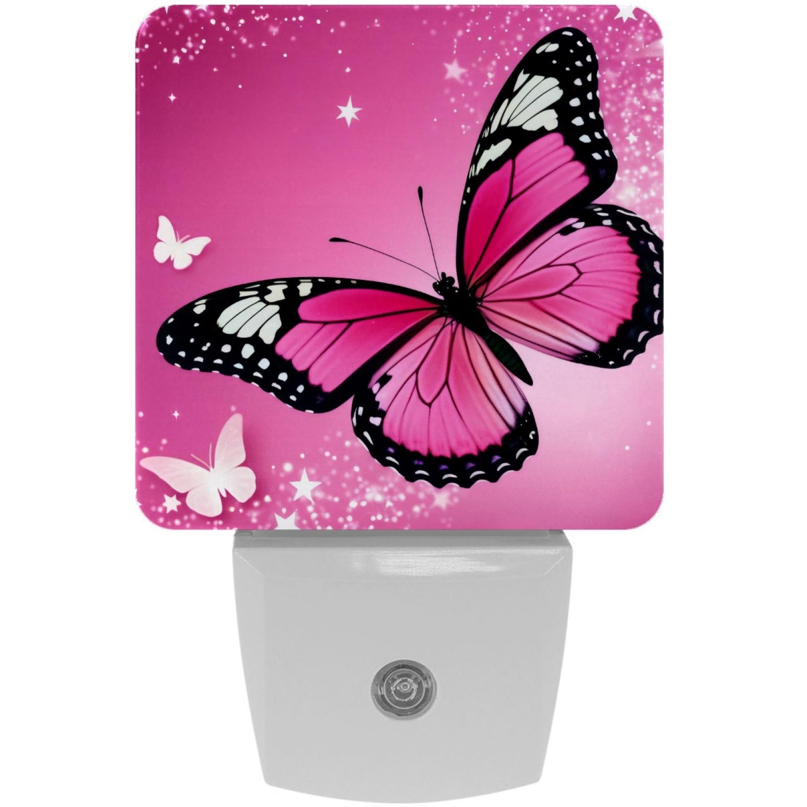 2 Pack Butterflies Night Light for Kids, Pink Butterflies Night Light Plug into Wall, Dusk to Dawn Nightlight for Childrens Room Decor, Christmas Birthday Gifts for Kids