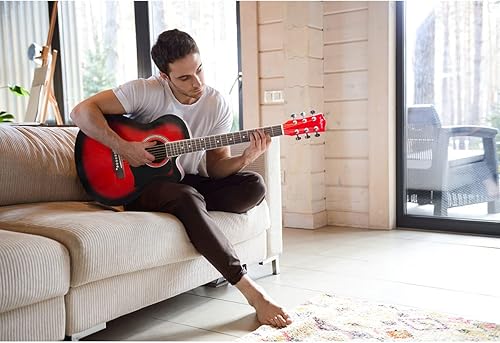 ALIMORDEN Juego de guitarra acústica mate con 6 cuerdas de madera de tilo 390in kit de estudiantes de guitarra hecha a mano con bolsa de concierto