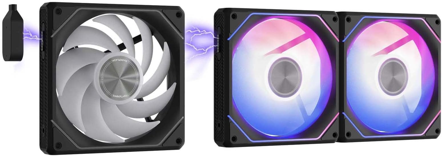 darkFlash G24 120MM Magnetic ARGB PC Case Fans - 3 Pack, Tool-Free Installation, up to 2200RPM Cooling, 4-Pin PWM, Sync with Motherboard RGB Software(Black)