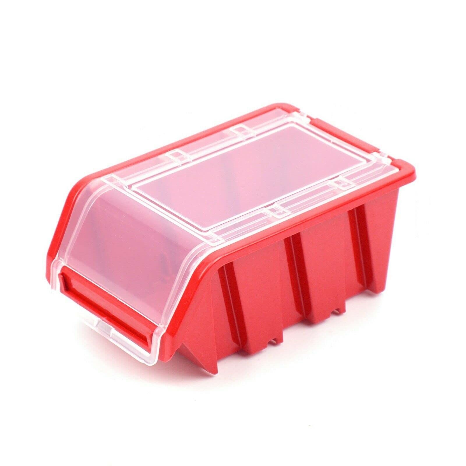 Kistenberg Valle Verde Stacking Boxes, Storage Boxes with Transparent Lids, Set of 50 Storage Boxes for Small Parts, Organiser System for Garage, Workshop, Plastic, Red, 230 x 160 x 120 mm