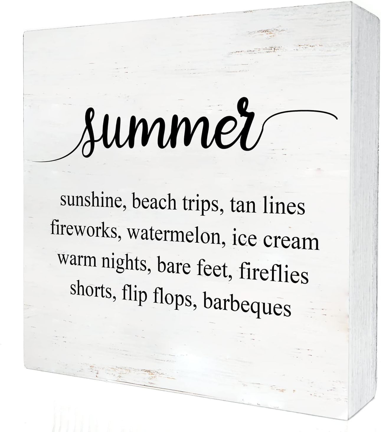 Summer Box Sign 5x5 Inch Rustic Wood Tabletop Farmhouse Decor