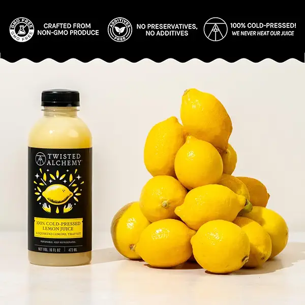 Twisted Alchemy Cold Pressed Eureka Lemon Juice – Hand Squeezed, All Natural, Non-GMO, No Sugar Added, Preservative Free – 16 oz Bottle for Craft Cocktails & Kitchen Use 4