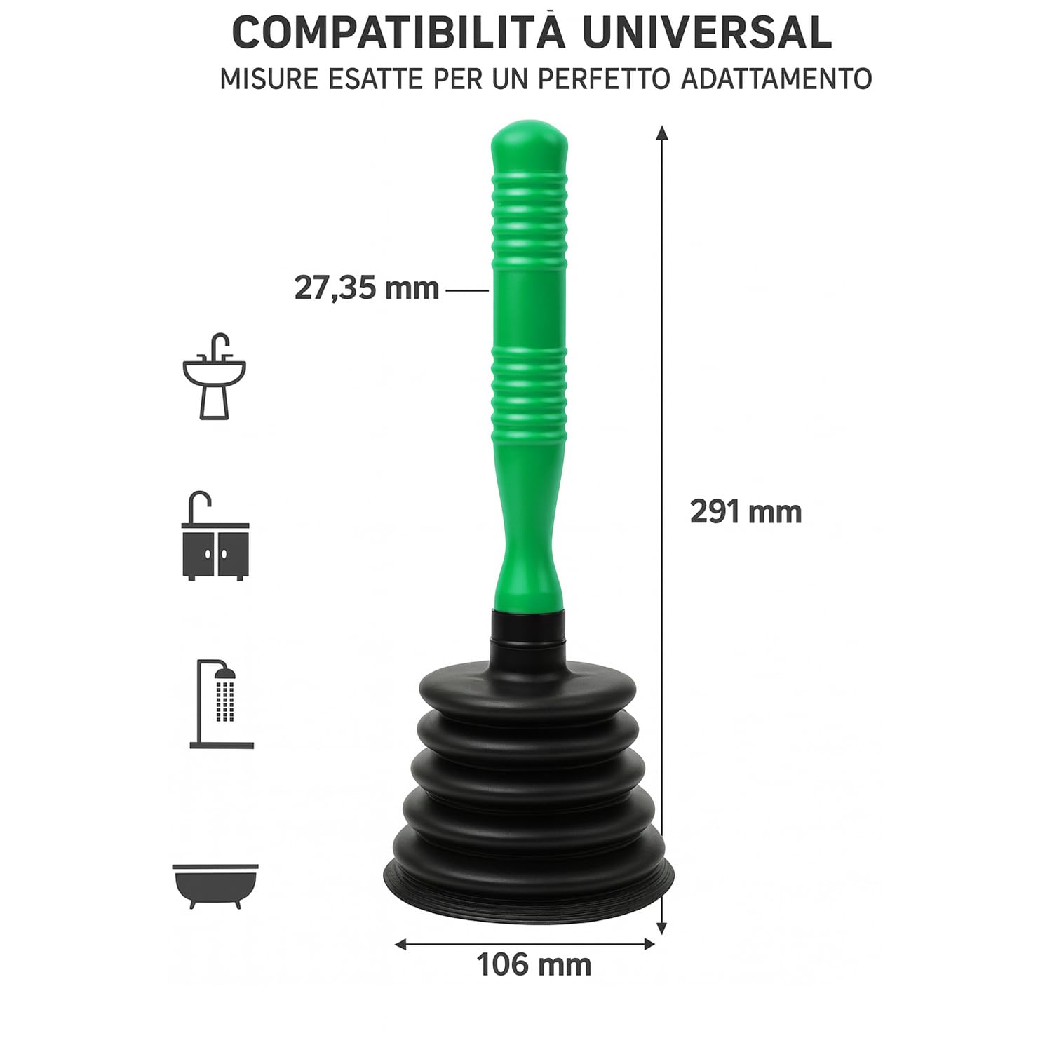 Stura lavandini e scarichi con ventosa sturalavandini – Suzione potente e riutilizzabile – Rimuove ingorghi in doccia, lavabo, vasca e cucina – Sturalavandino multiuso durevole (Verde Chiaro)