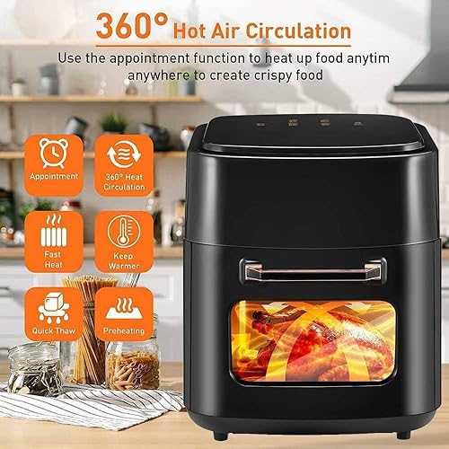 Miniatura 3 de Freidora de aire de 15L con pantalla LED sin aceite, cesta antiadherente, horno digital, precalentar alimentos saludables para freír, temporizador