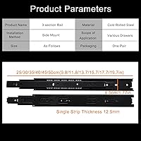 Vista 2 de Caminos de cajones resistentes, caminos para cajones, 1 par de extensiones completas, correderas de cajón de montaje lateral, rodamiento de bolas