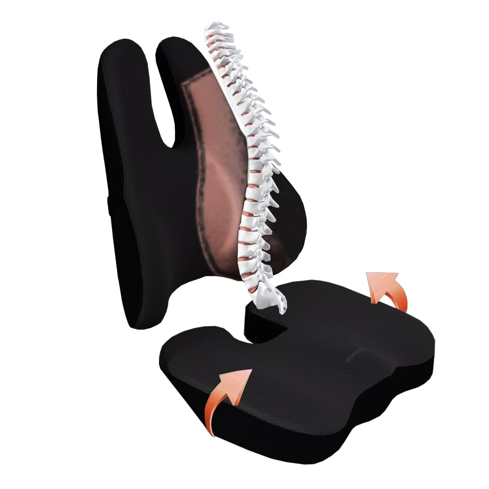 Office Chair Cushions,Memory Foam and Washable Covers Desk Chair Cushion for Long Sitting Office Workers,Drivers and Gamers, (Black)