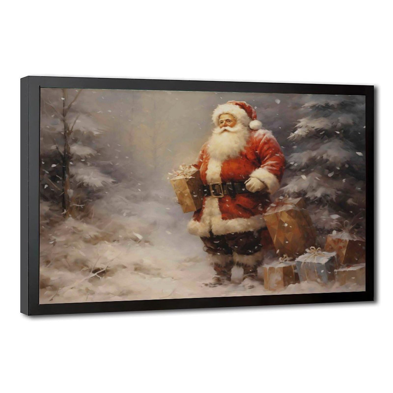 Bareronor Vintage Santa Claus Canvas Poster for Bedroom Decor Gift