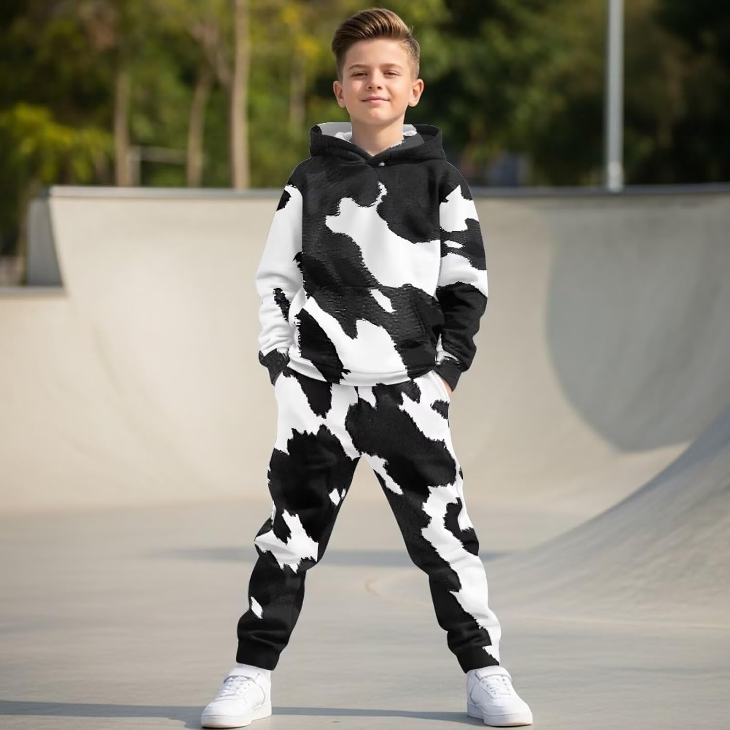 Sweatsuit Sets Cozy Crew Tracksuit for 5-14T Kids 2-Piece Fleece Set with Hoodie & Joggers Matching Outfits