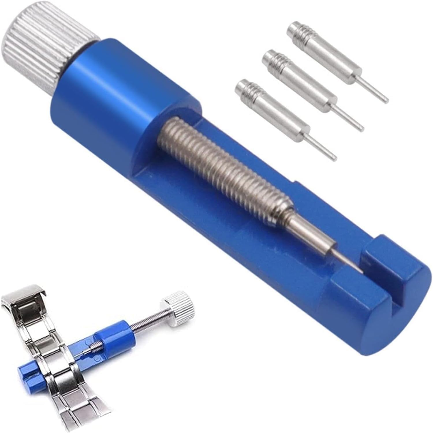 Vnidjgb Unisex Black Watch Link Removal Kit Including 3 Extra Pins, Portable Watch Link Removal Tool, Easy-To-Use Links Remover Kit For Watches, For Repair Strap Size, Adjustment Strap Pin And Watches Disassembly(Blue)