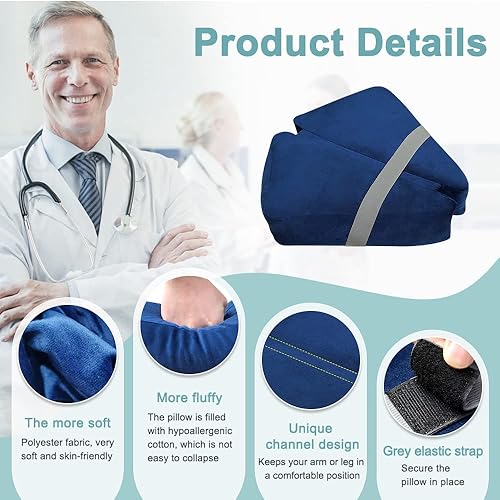 Miniatura 5 de Zelen Almohada de descanso para brazos para cama, almohada de elevación de brazo para codo, poscirugía, muñeca y pierna, almohada de soporte para